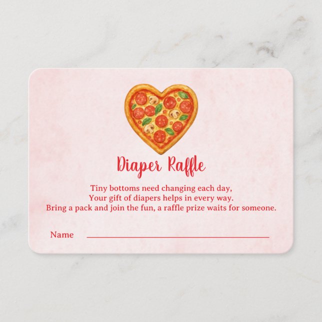 Heart Shaped Pizza Diaper Raffle Insert | Red Thank You Card (Front)