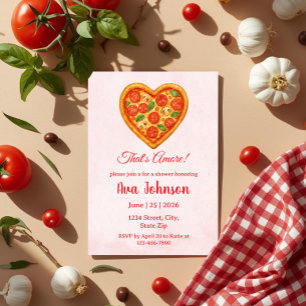 Heart Shaped Pizza Party Shower Invitation
