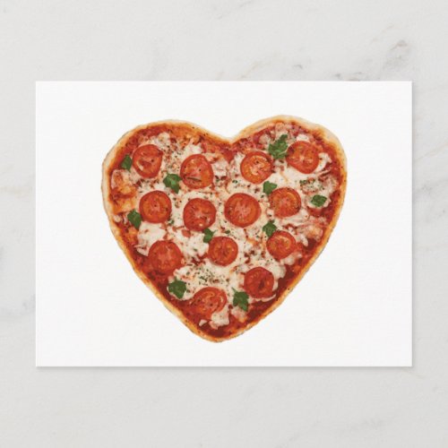 heart shaped pizza postcard