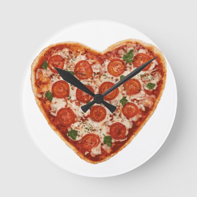 heart shaped pizza round clock (Front)