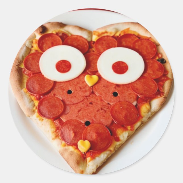 Heart Shaped Pizza Sticker - Cute & Funny Foodie  (Front)