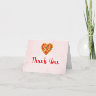 Heart Shaped Pizza Thank You Card   Red Checkered