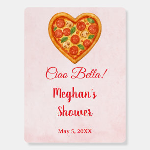 Heart Shaped Pizza Welcome Sign Red Checkered