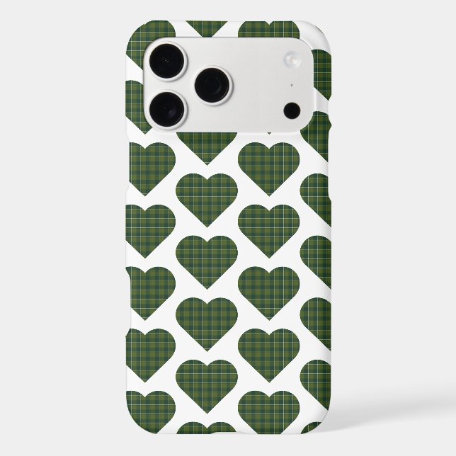 Heart Shaped Plaid Dark Green iPhone Slim Case (Back)