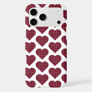 Heart Shaped Plaid Dark Red Burgundy iPhone Case