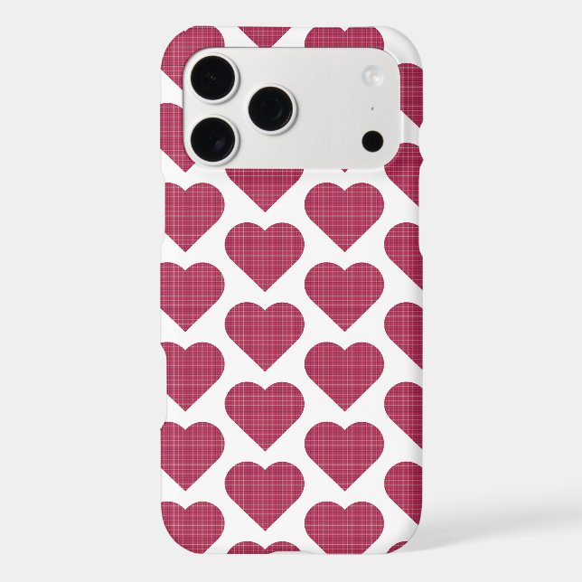 Heart Shaped Plaid Red Pink iPhone Slim Case (Back)