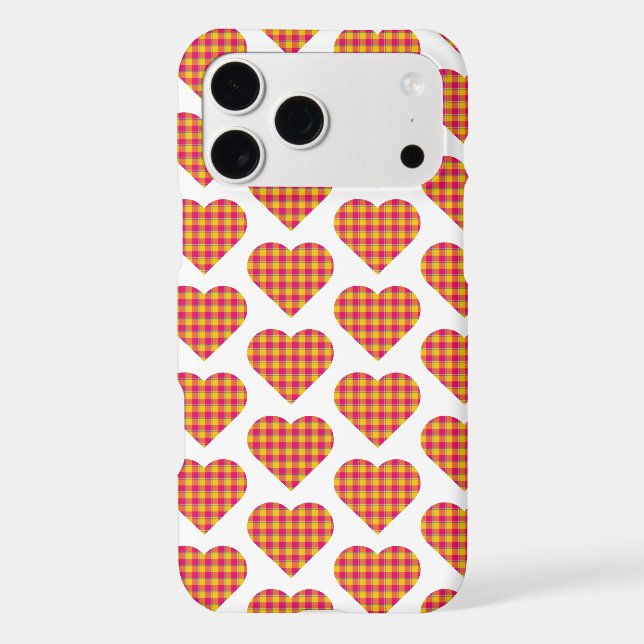 Heart Shaped Plaid Yellow Pink iPhone Case (Back)