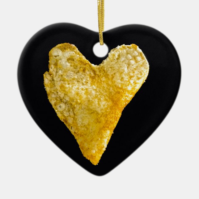 Heart Shaped Potato Chip Ceramic Ornament (Front)