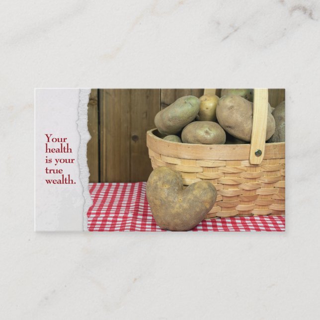heart shaped potato with basket business card (Front)