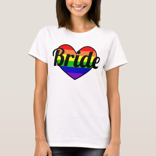 Heart_shaped Pride Flag Bride Gay Wedding T_Shirt