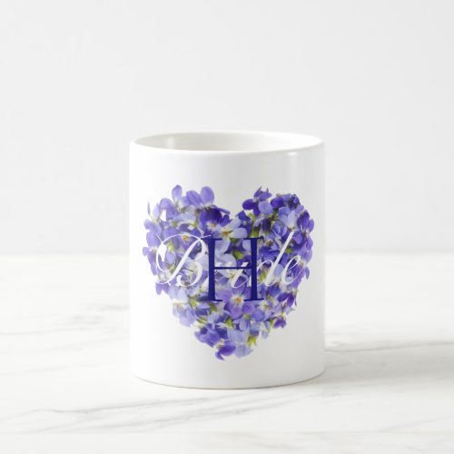 Heart_shaped Purple Floral Monogram Brides Coffee Mug