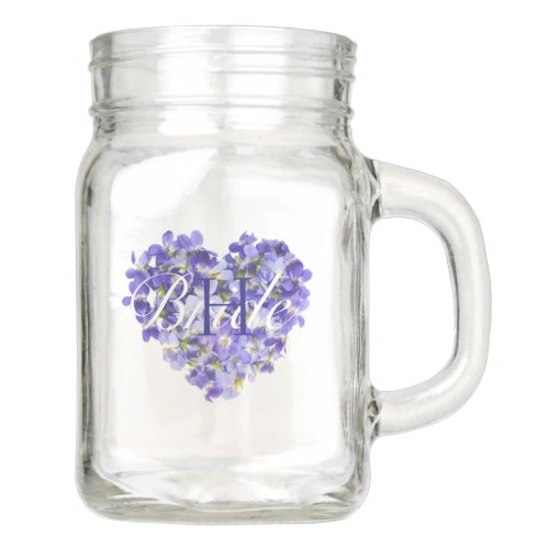 Heart_shaped Purple Floral Monogram Brides Mason Jar