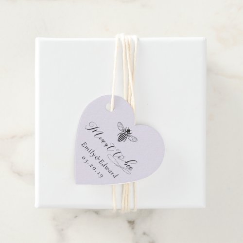 Heart Shaped Purple Meant to Bee Wedding Favor Tags