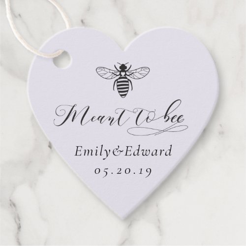 Heart Shaped Purple Meant to Bee Wedding Favor Tags