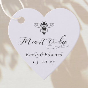 Heart Shaped Purple Meant to Bee Wedding Favor Tags