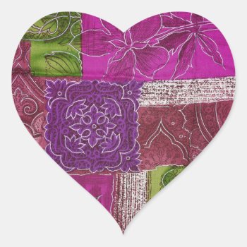 Heart Shaped Purple Quilt Pattern Sticker by Magical_Maddness at Zazzle