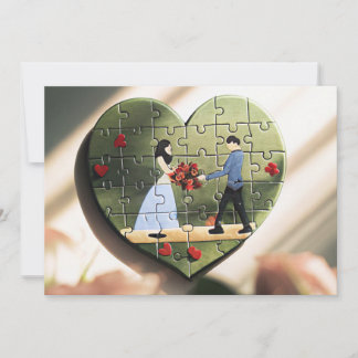 Heart-Shaped Puzzle Wedding Invitation