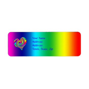 Heart Shaped Rainbow Twirl Label by GardenOfLife at Zazzle