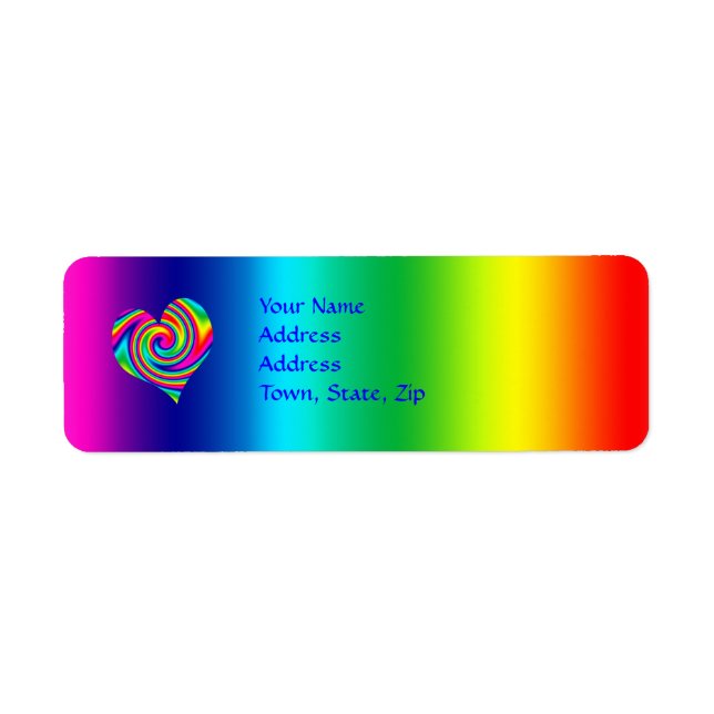 Heart Shaped Rainbow Twirl Label (Front)