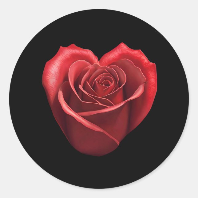 Heart Shaped Red Rose- Classic Round Sticker (Front)