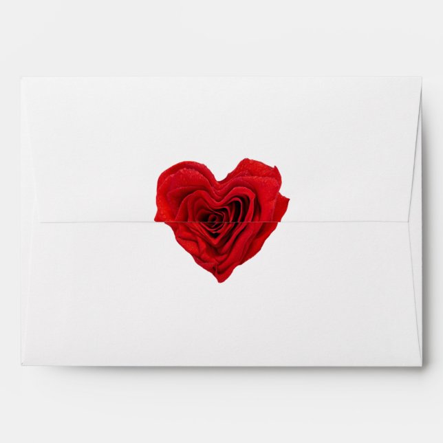 Heart-Shaped Red Rose Envelope Faux Seal (Back (Top Flap))