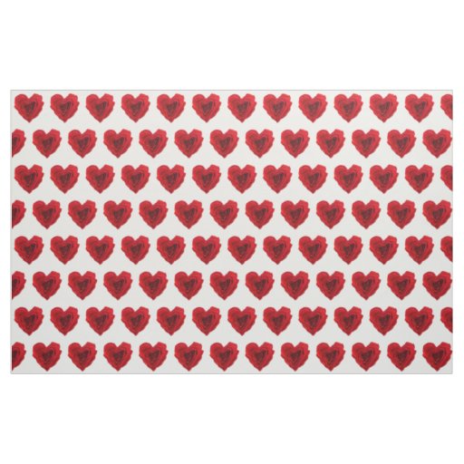 Heart-Shaped Red Rose Fabric