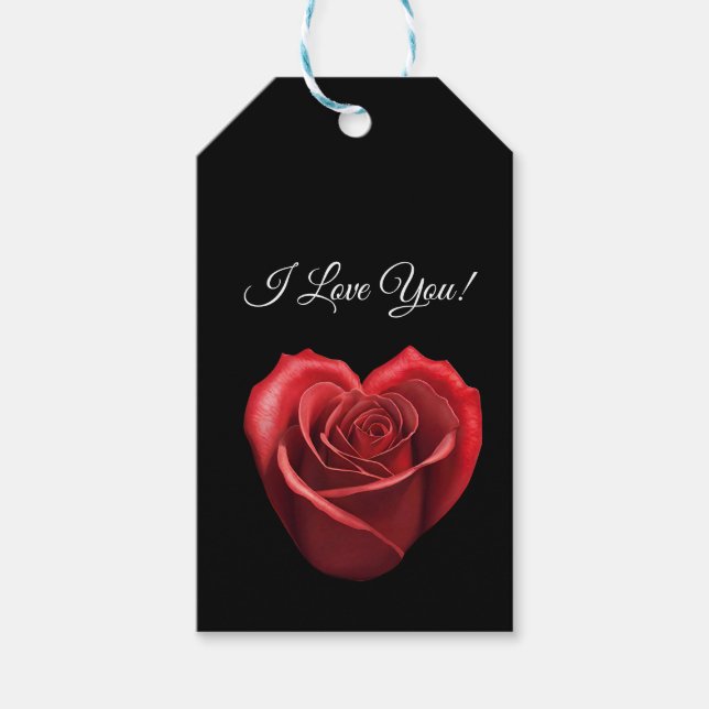 Heart Shaped Red Rose- Gift Tags (Front)