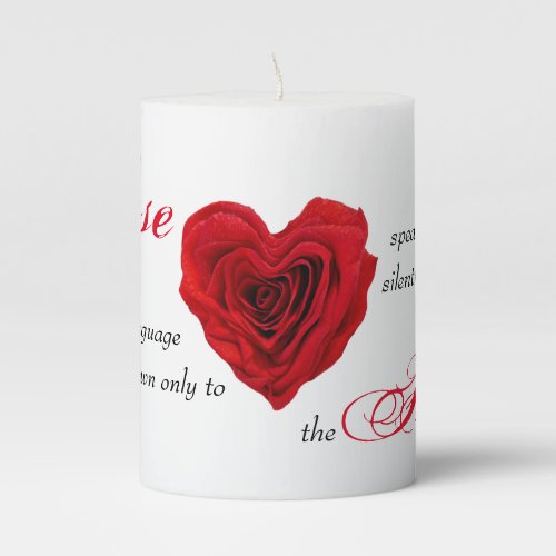 Heart_Shaped Red Rose Pillar Candle