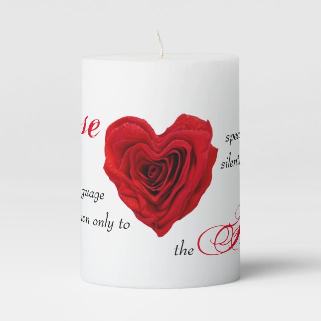Heart-Shaped Red Rose Pillar Candle (Front)