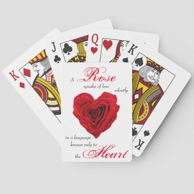 Heart-Shaped Red Rose Poker Cards (Back)