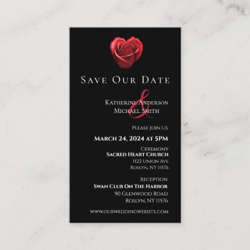 Heart Shaped Red Rose_Save the Date_ Business Card