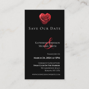 Heart Shaped Red Rose-Save the Date- Business Card