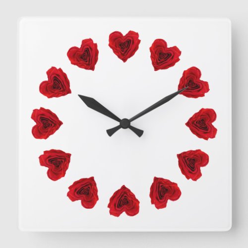 Heart_Shaped Red Rose Square Wall Clock