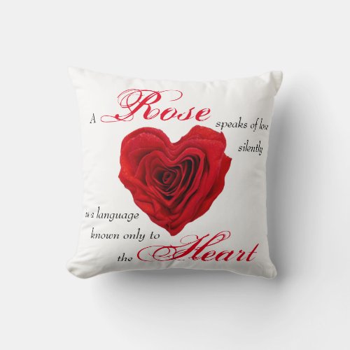 Heart_Shaped Red Rose Throw Pillow