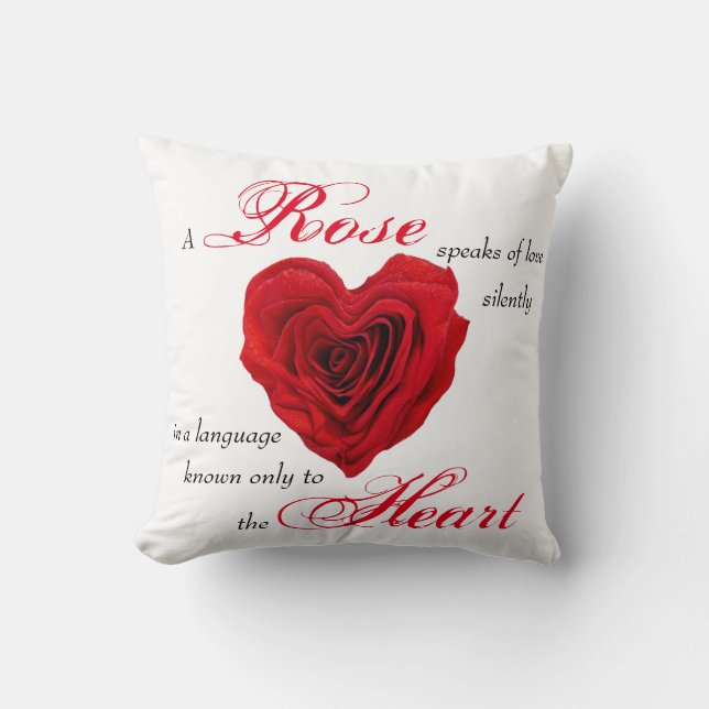 Heart-Shaped Red Rose Throw Pillow (Front)