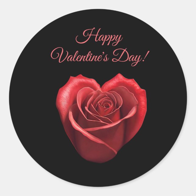 Heart Shaped Red Rose-Valentines Day- Classic Round Sticker (Front)
