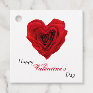 Heart-Shaped Red Rose Valentine's Day Favor Tags