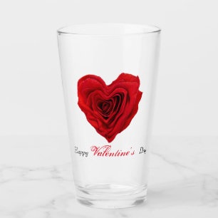 Heart-Shaped Red Rose Valentine's Day Glass