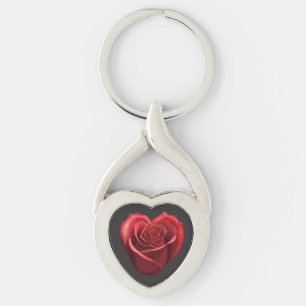 Heart Shaped Red Rose-Valentines Day- Keychain