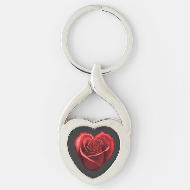 Heart Shaped Red Rose-Valentines Day- Keychain (Front)