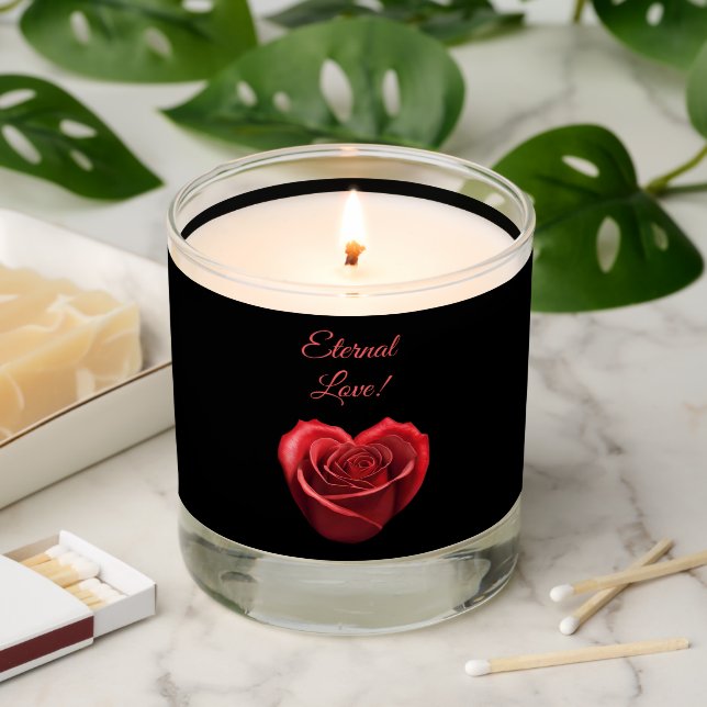 Heart Shaped Red Rose-Valentine's Day  Scented Candle (Lit)