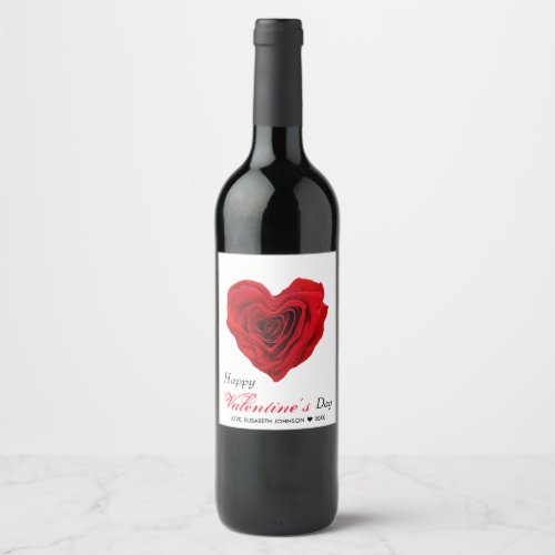 Heart_Shaped Red Rose Valentines Day Wine Label