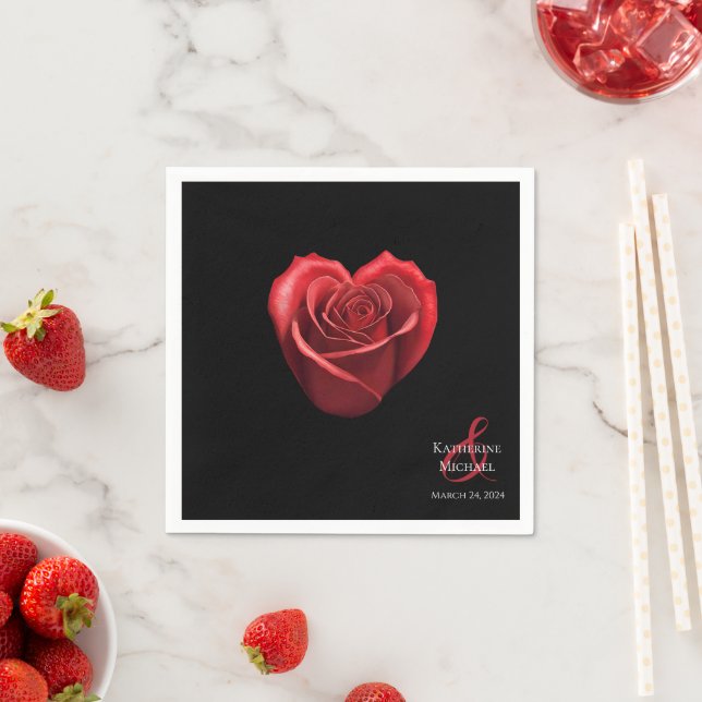 Heart Shaped Red Rose-Wedding- Napkins (Insitu)