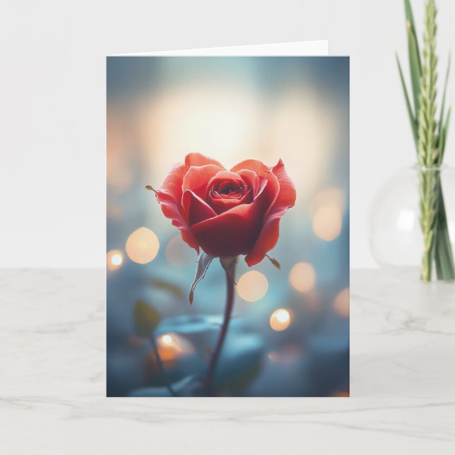 Heart-Shaped Red Rose with Dreamy Bokeh Background Invitation (Front)