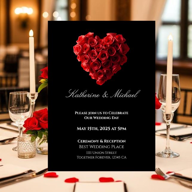Heart Shaped Red Roses- Invitation (Heart Shaped Red Roses- Invitation)