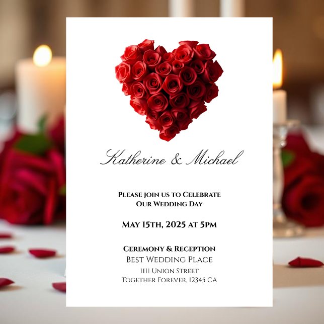 Heart Shaped Red Roses- Invitation (Heart Shaped Red Roses- Invitation)