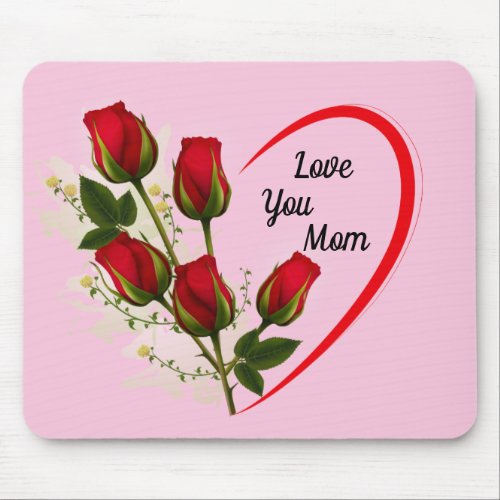 Heart Shaped Red Roses  Mouse Pad
