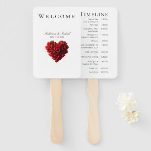 Heart Shaped Red Roses-Wedding- Hand Fan