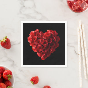 Heart Shaped Red Roses-Wedding- Napkins