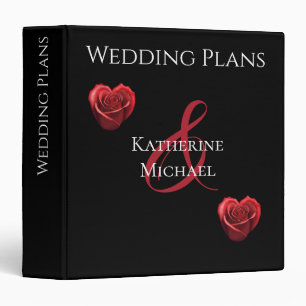 Heart Shaped Red Roses-Wedding Plans- 3 Ring Binder